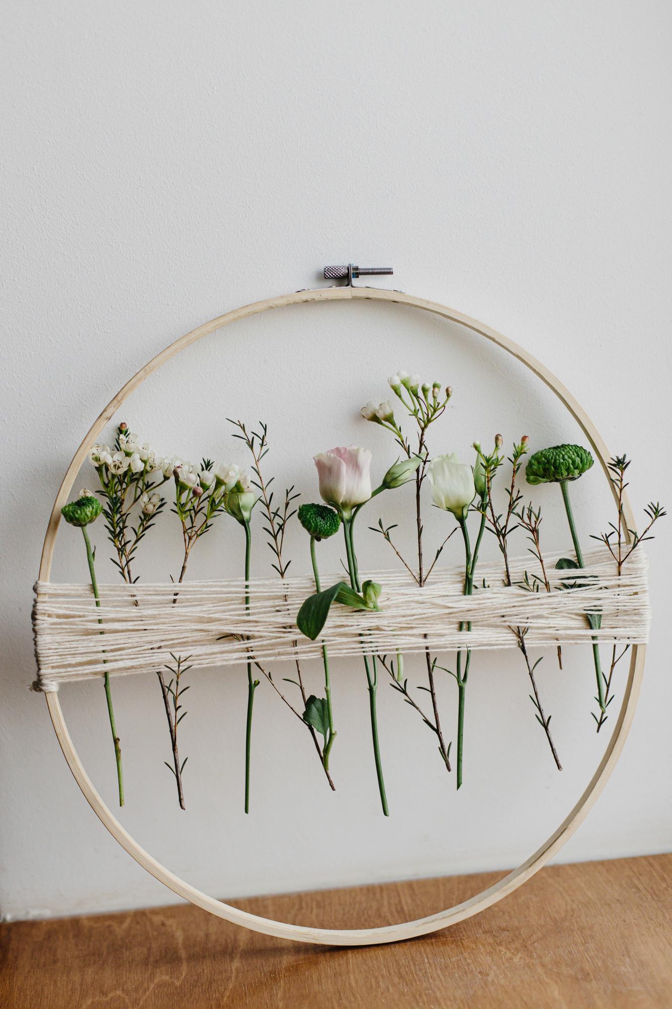 Studio bench with hoop and thread